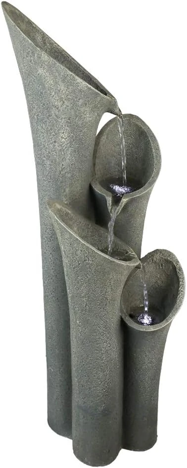outdoor rain fountain - stacked shale vs ball water fountain side by side