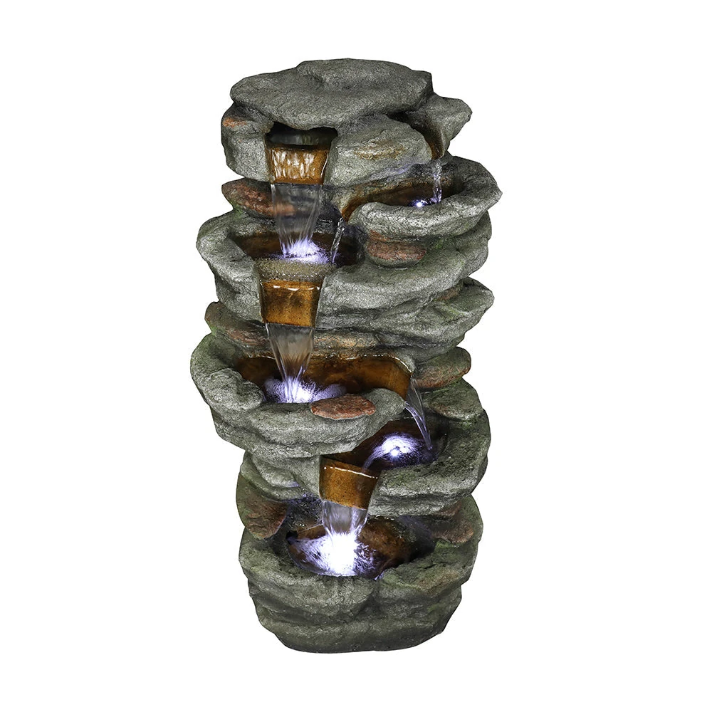 rocks for fountains - residential fountain rock installation before after