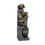 42.5"H-5 Tiered Clay Pot Outdoor Water Fountain with LED Light