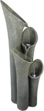 33.5"H-Bell 4-Tier Cascading Floor Rock Water Outdoor Fountain with LED Lights
