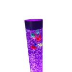 Acrylic Bubble Light with Simulated Fish and 8 Color Changing Light Effects-41“H