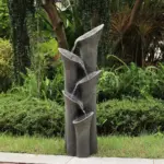 5-Tier Faux Stone Outdoor Fountain with LED Light