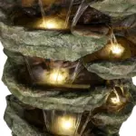 47.2" High Cascading Rock Outdoor Water Fountain with LED Lights