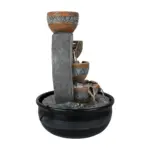 4-Tiered Resin Indoor Tabletop Fountain with LED Lights-15.7"H